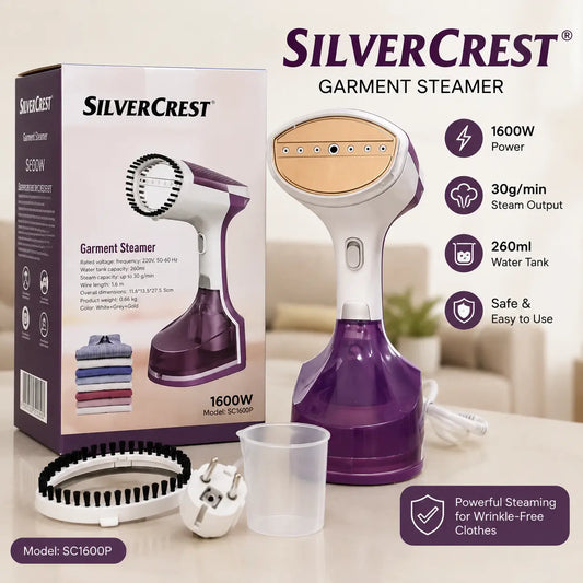 Silver Crest Handled Garment Steamer